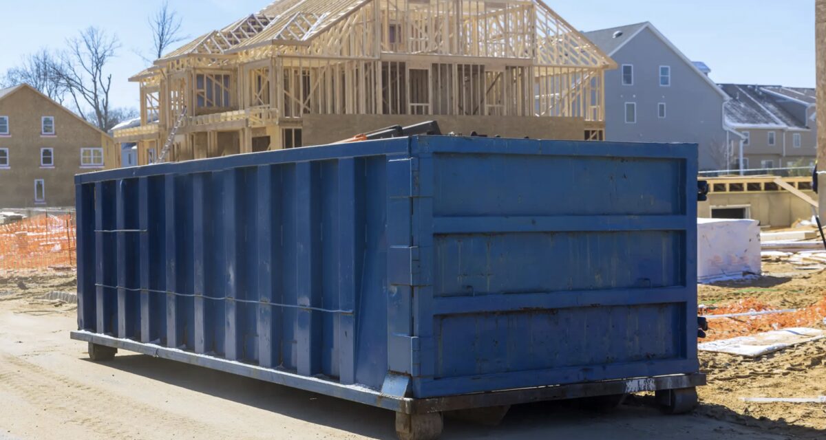 Dumpster at a residential construction site